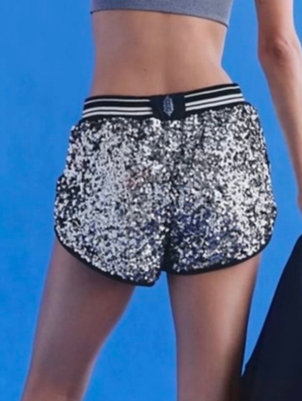 Free People Silver Sequin Shorts - Picture 4 of 8